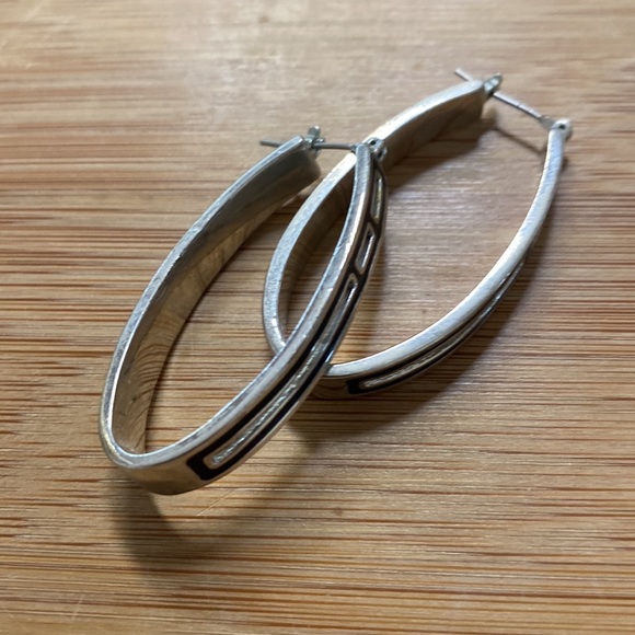 Art Deco Hoop Pierced Earrings. - Picture 2 of 3